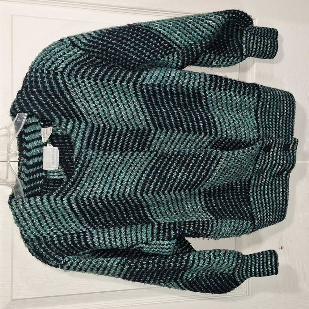 Vintage Haberdasher wool/mohair blend open cardigan sweater - M - green/black